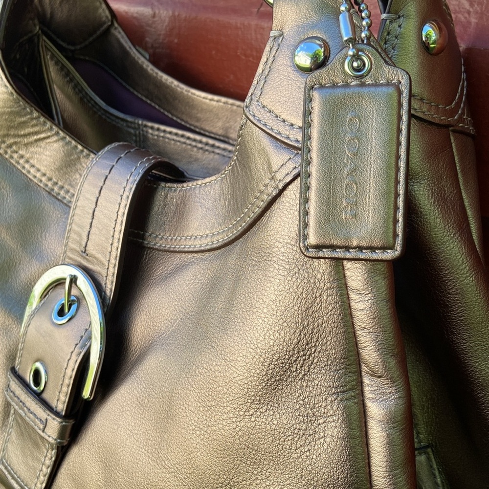 NWT Coach Soho Leather Large Hobo Handbag Purse in Silver/Bronze F17092 - Picture 4 of 12